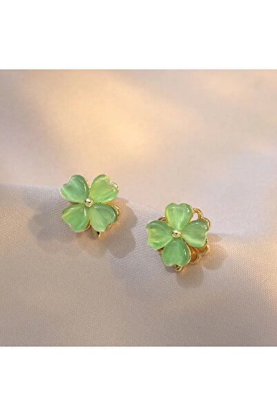 Choice Earring 1pair Stainless Steel Green Clover Necklace Earrings Ring for ...