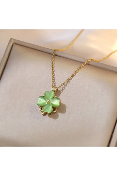 Choice1 Necklace 1PC Stainless Steel Green Clover Necklace Earrings Ring for ...