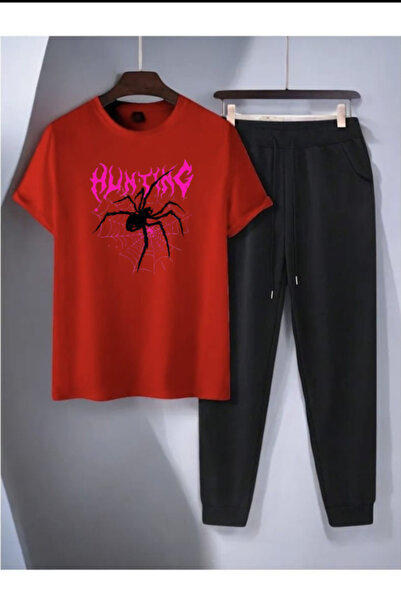 LAVİTTA T-shirt Sweatpants Jogger- Black Printed Bottom Top Tracksuit Set Ove...