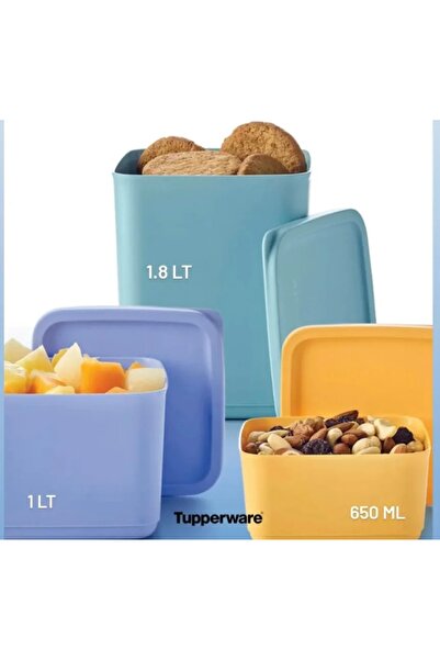 Tupperware 3 lü kare saklama seti