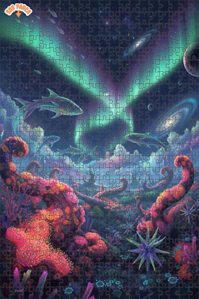 Esranın Dünyası الرقصة الكونية للأسماك الفضائية لوحة زيتية مزدوج الطبقات قطعة...