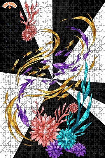 Esranın Dünyası لغز خشبي على شكل حوض أسماك سحري مزدوج الطبقات إطار 500 قطعة 5...