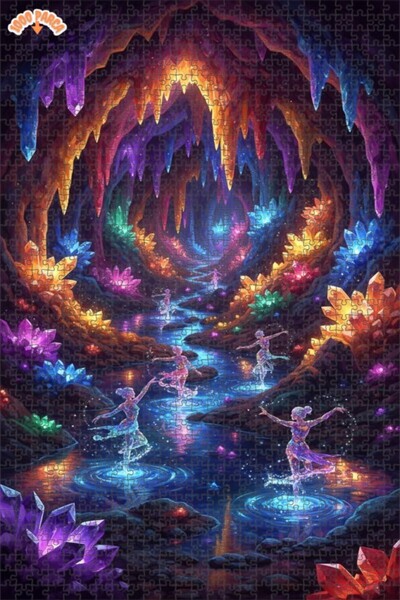 Esranın Dünyası Crystal Dance Cave Oil Painting Look Art Puzzle 1000 Pieces 7...
