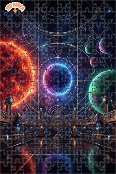 Esranın Dünyası لغز خشبي بإطار ذو طابقين بمظهر لوحة زيتية لمنزل مراقبة السماء...