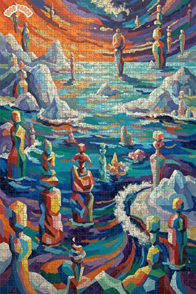 Esranın Dünyası لوحة زيتية بأشكال هندسية مزدوج الطبقات قطعة بازل خشبي مؤطر 10...