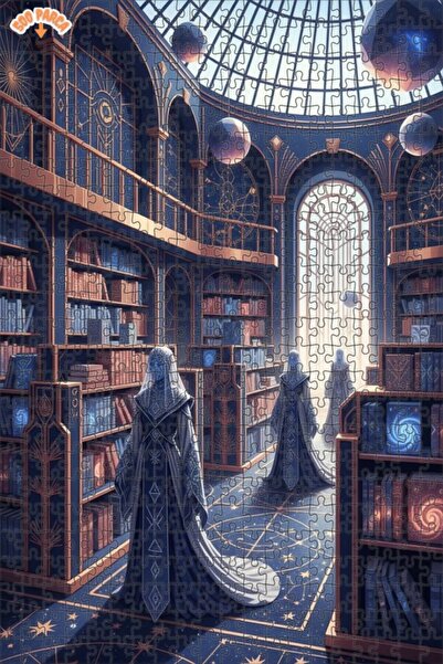 Esranın Dünyası Mysterious Cosmic Library Oil Painting Look Art Puzzle 500 Pi...