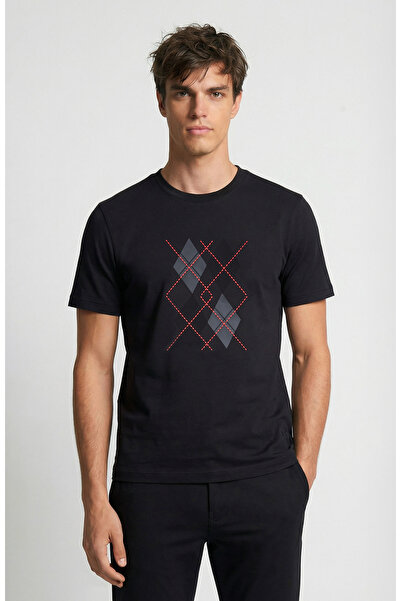 Network Siyah Nakışlı T-shirt