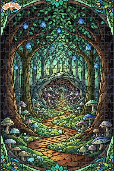 Esranın Dünyası لغز غابة الغيرفاة الغامضة، فن الزجاج الملون، مزدوج الطبقات قط...