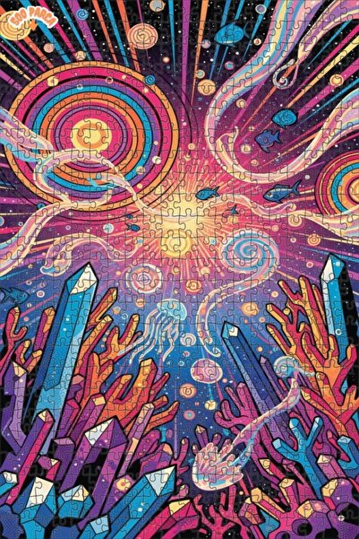 Esranın Dünyası لوحة زيتية ملونة لعالم ما تحت سطح البحر من الكريستال، أحجية خ...