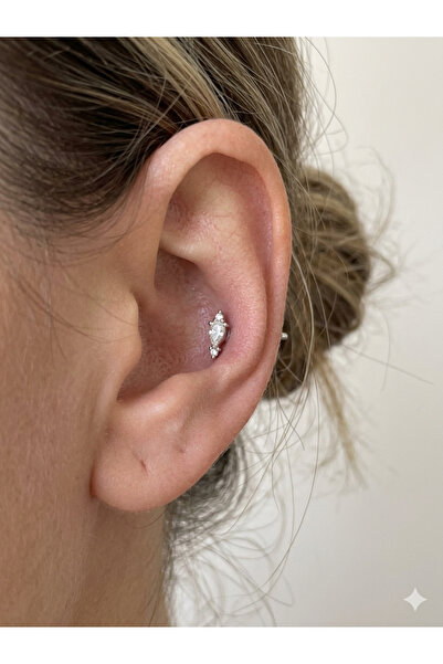 BY DİLEK ÇETİN ACCESSORY Çelik damla model kıkırdak helix tragus piercing (1a...