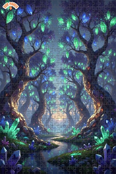 Esranın Dünyası Gizemli Kristal Orman Ahşap Puzzle Çift Katlı Çerçeveli Ahşap...