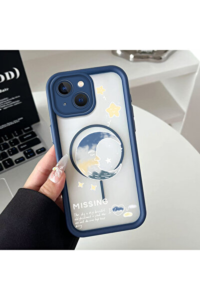 ucuc iPhone 15 Plus Uyumlu Manyetik Halkalı Yarı Sayda Mat Kamera Koruma Anti...