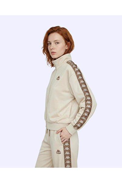 Kappa 222 Banda Alber Full Zip Kadın Bej Regular Fermuarlı Eşofman Üstü