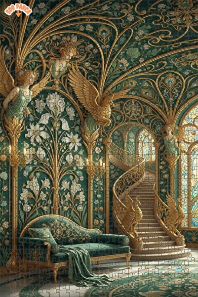 Esranın Dünyası لغز خشبي مؤطر من مزدوج الطبقات قطعة من سلسلة آرت نوفو سميرالد...