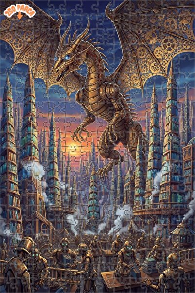 Esranın Dünyası Mechanical Dragon City Art Double-Layer Framed Wooden Puzzle ...