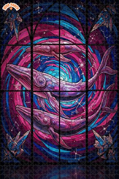 Esranın Dünyası لغز خشبي مؤطر بطبقتين من فن الحوت الفلكي 1000 قطعة 70×50