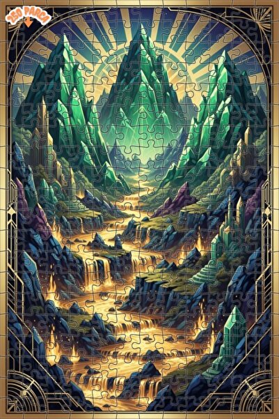 Esranın Dünyası لغز خشبي مؤطر من كريستال ماونتس جولدن ريفر آرت ديكو مزدوج الط...