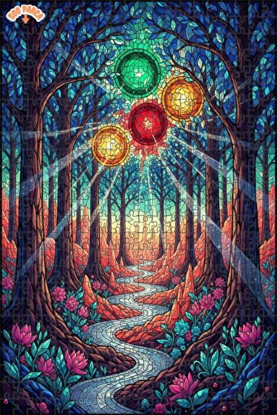 Esranın Dünyası ألغاز أبواب الغابة الغامضة مزدوج الطبقات لغز خشبي مؤطر 500 قط...