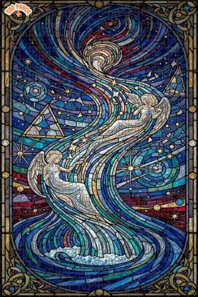 Esranın Dünyası لوحة فنية زيتية لرقصة السماء المجنحة، لغز خشبي مكون من مزدوج ...