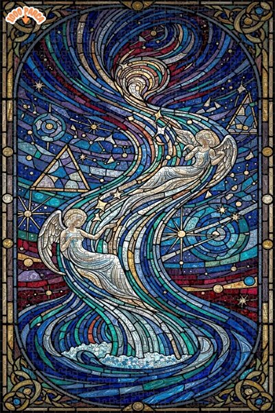 Esranın Dünyası لوحة فنية زيتية لرقصة السماء ذات الأجنحة، مزدوج الطبقات إطارً...