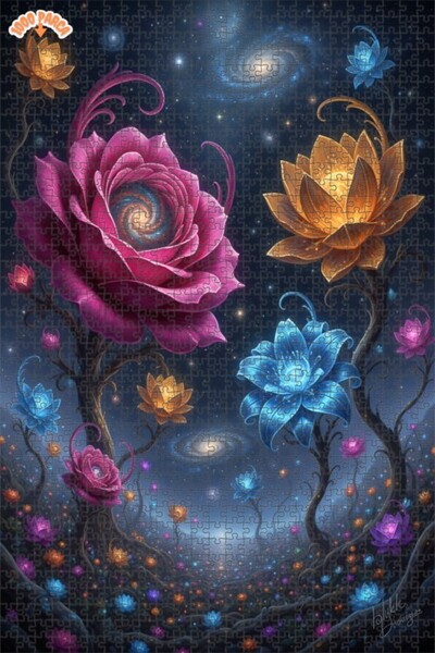 Esranın Dünyası لوحة زيتية لزهور مجرية سحرية تبدو فنية 1000 قطعة 70x50