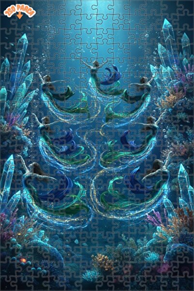 Esranın Dünyası Magical Mermaid Dance Watercolor Look Wooden Puzzle Double-La...