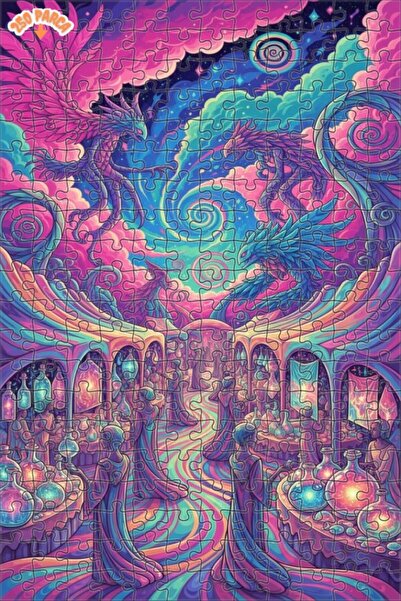 Esranın Dünyası Fantastic Dragon Marketplace Watercolor Look Double-Layer Fra...