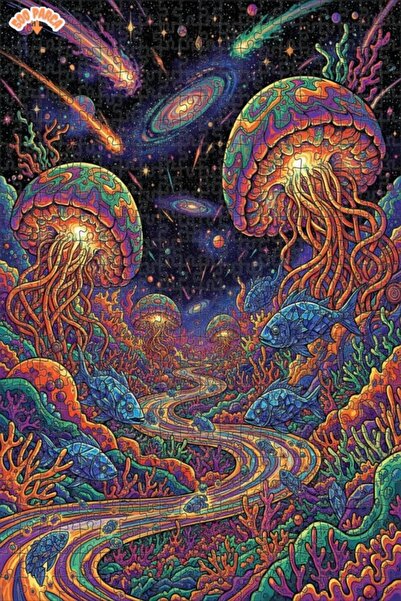 Esranın Dünyası لغز خشبي ملون على شكل قنديل البحر السحري مكون من مزدوج الطبقا...