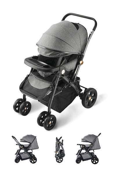 GOG Premium Baby Stroller, Reversible Seat with Dining Tray, 94cm Cabin, Larg...