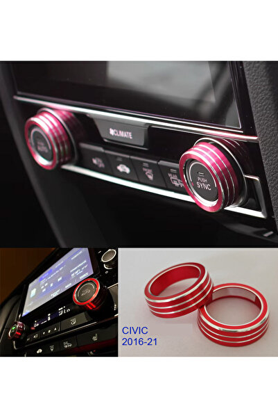 GCP German Car Parts Civic FC5 Klima Buton Halkası KIRMIZI- Civic FK7 Modifiy...