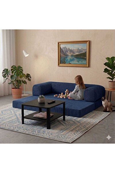 HEREV K200X200 YATAKLI KÖŞE TAKIMI FİTİLLİ KADİFE YIKANABİLİR KUMAŞ MODÜLER K...