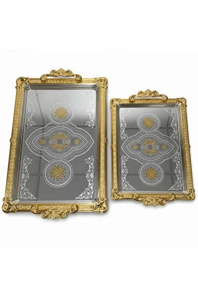 AKDC طقم صواني تقديم مستطيلة من الفولاذ المقاوم للصدأ من قطعتين من نجيب، بحوا...