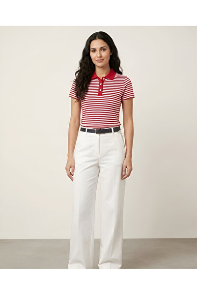 BLOUSE Natuca Stil Çizgili Polo Yaka Üst