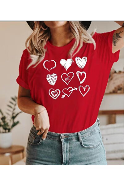 ZEMLİYA Unisex "Hearts" Printed T-Shirt -Modern Style