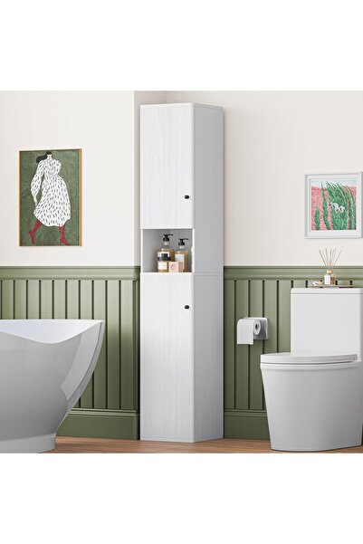 CHOGORI خزانة تخزين ضيقة بارتفاع 64 بوصة، مزودة ببابين، و6 أرفف قابلة للتعديل...