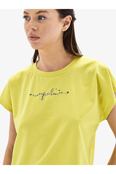 Blackspade Kadın Crop T-Shirt 60627 - Sarı