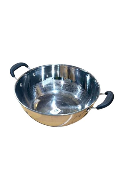 WDA Stainless Steel Kadhai with Double Handles, Traditional Indian Wok, Hamme...
