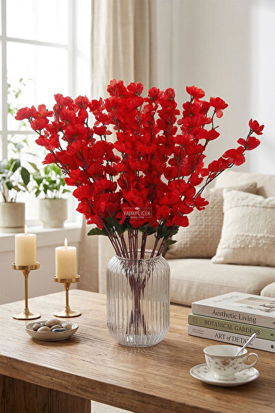Artificial Large 7 Branch Spring Branch Bundle 55cm Red