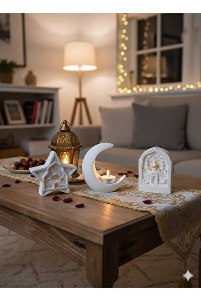 M&C Concept El Yapımı Taş Tozu 3’lü Dekoratif Set – Ay Yıldız & Cami Temalı M...