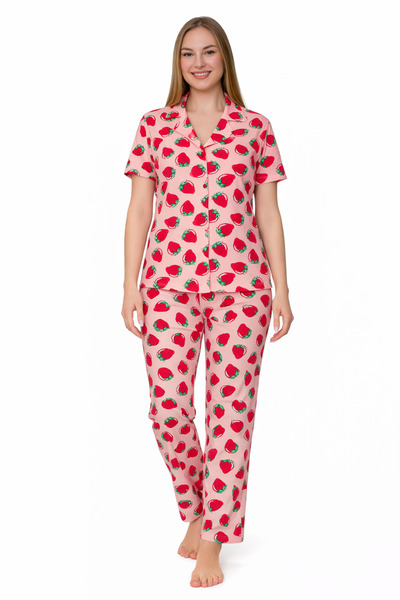 sleeproom Buttoned Women's Combed Cotton Pajama Set