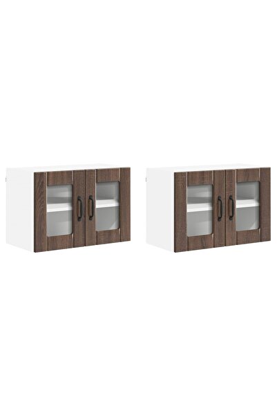 vidaxl Dulapuri de perete pentru bucătărie cu ușă 2 pcs Stejar închis