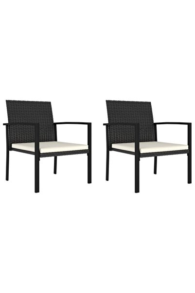 vidaxl Garden Dining Chairs 2 pcs Poly Rattan Black