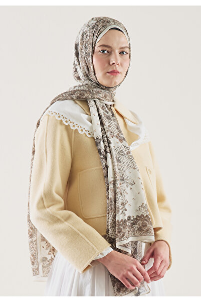 Freshscarfs Φλοράλ δαντελωτό σχέδιο, σάλι από ραμί, μπεζ