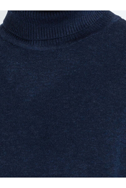 STATUS QUO Regular Fit Indigo Melange Turtle Neck Pullover
