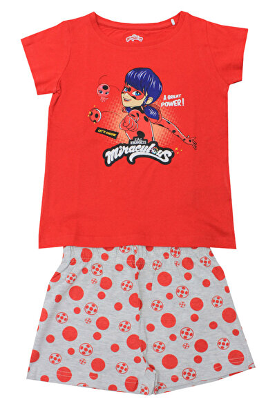 Miraculous Pijama cu mânecă scurtă pentru fete, bumbac, O mare putere, roșu