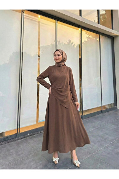 Butik Açık Kahve Yeni Modal Kumaş Elbise Modelimiz