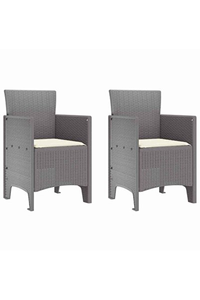vidaxl Scaun pentru Grădină cu pernă 2 pcs Gri deschis