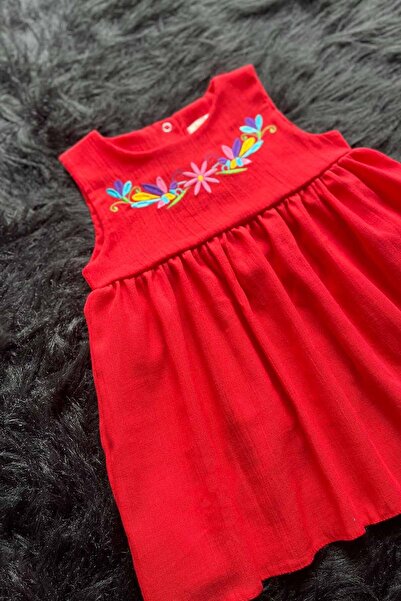 Bertuğ Bebek Embroidered Baby Girl Şile Cloth Pomegranate Flower Color Dress