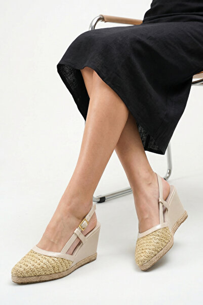 Moda Değirmeni Piele lacuită cu împletitură din paie, pentru femei, cu vârf a...