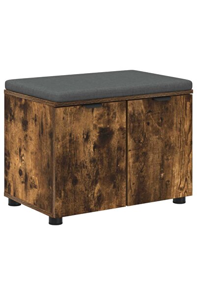 vidaxl Bancă pentru hol cu pernă cu raft Stejar Afumat 60 x 38 x 46 cm